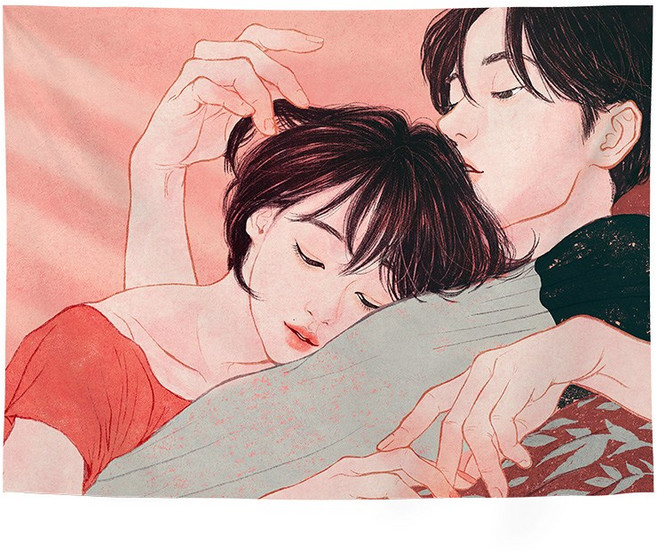 SKANDSALO 패브릭포스터 연인 커플 가리개 커튼 가림천 14종, GT305 + 가로 150 X 세로 130cm