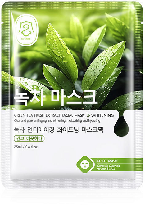 녹차 마스크팩 25ml 1매 피부톤 맑게 해주는 촉촉 보습 마스크, 1개, 10개입