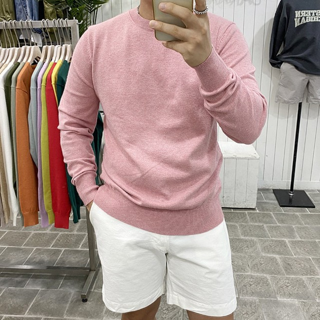 바나나마켓 남자 부드러운 캐시미어 라운드니트