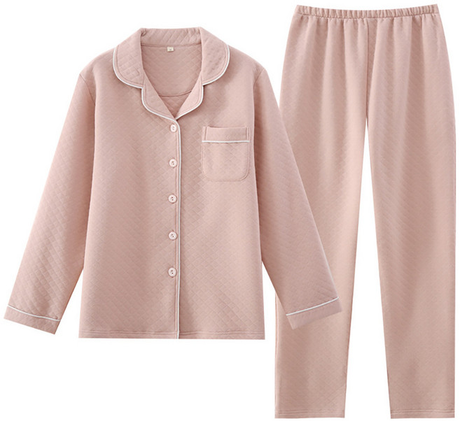 겨울 순면 누빔 긴팔 커플 잠옷 파자마