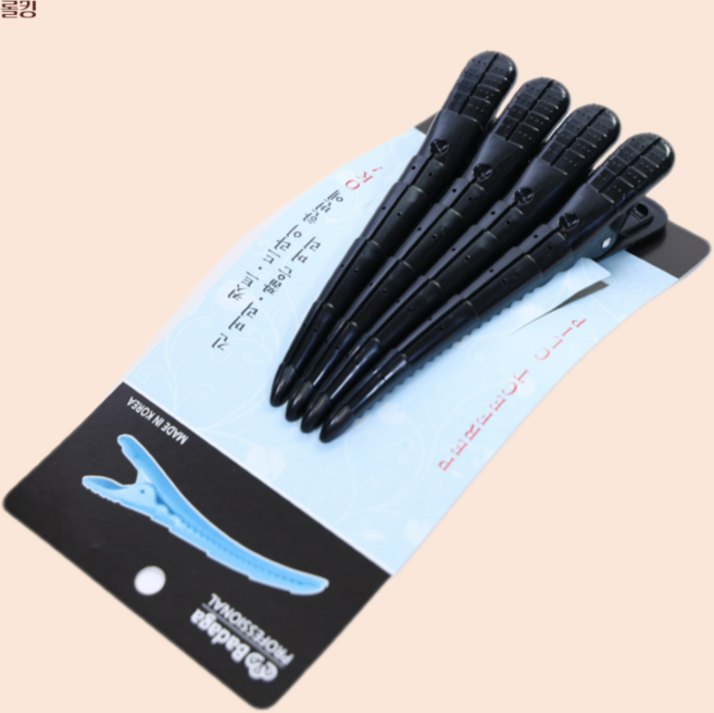 바다가 퍼펙트 헤어 클립 4p, 블랙, 1개