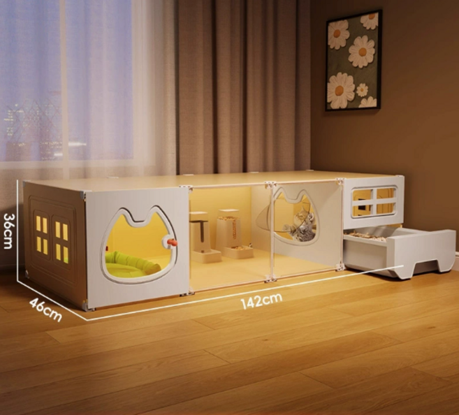 코어엑시스 고양이 집 대형 케이지 캣빌라 캣타워 화장실 일체형 투명 아크릴 다층 캣룸, 1개, 1층(142*46*36cm)