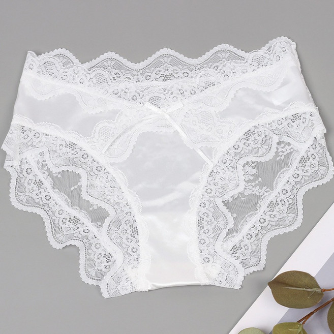 미미캐츠 3매구성 샤인 레이스 후면 망사 여성팬티 3매 P-3101