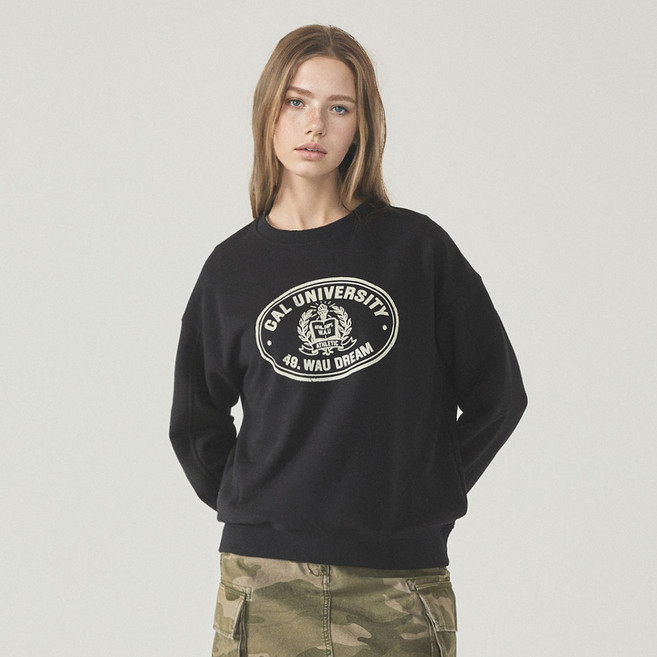 후아유 여성 바시티 스탬프 맨투맨 WHMWF2221F