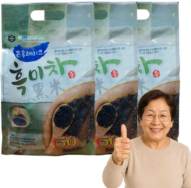 콘후레이크D 흑미차 볶은 율무 콩 가루 스틱 DI, 50개입, 3개, 20g