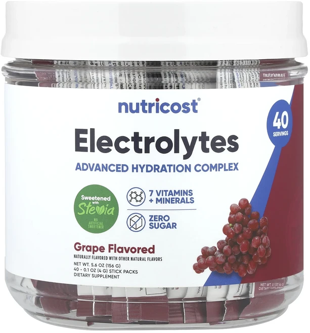 효과가 좋은 Nutricost 전해질 고급 수분 복합체 포도 스틱팩 40개 개당 4g(0.1oz) 최저가격 - 쿠팡
