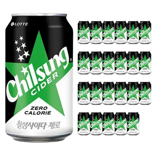 롯데 칠성사이다 제로 355ml x 24캔 [BDN46894], 24개