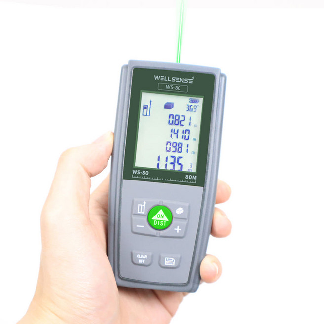 웰센스 그린 레이저 줄자 WS-80 80m 건설 인테리어 평수 면적 부피 측정기, 1개