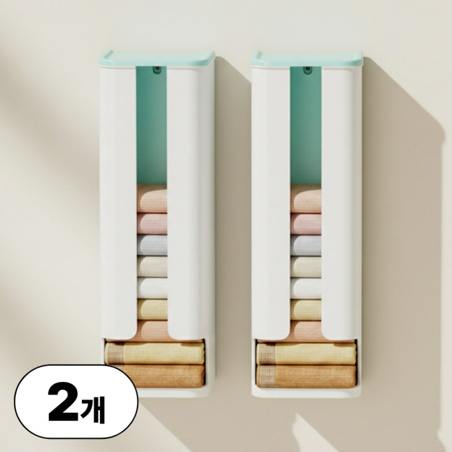 러슈브 부착식 공간절약 속옷 양말 정리 보관함, 2개, 그린