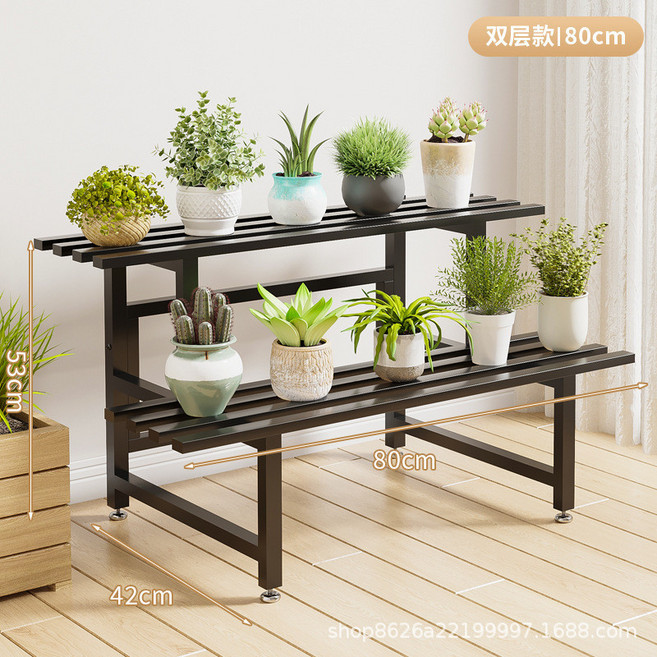 多層花架 陽臺落地式盆栽架 植物架 園藝置物架 100cm, 【花架】2層80長