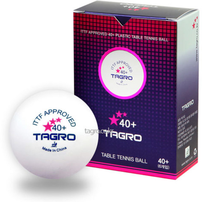 타그로 - ABS 40+시합구/6입/탁구/탁구공/플라스틱공/경기용, 1박스