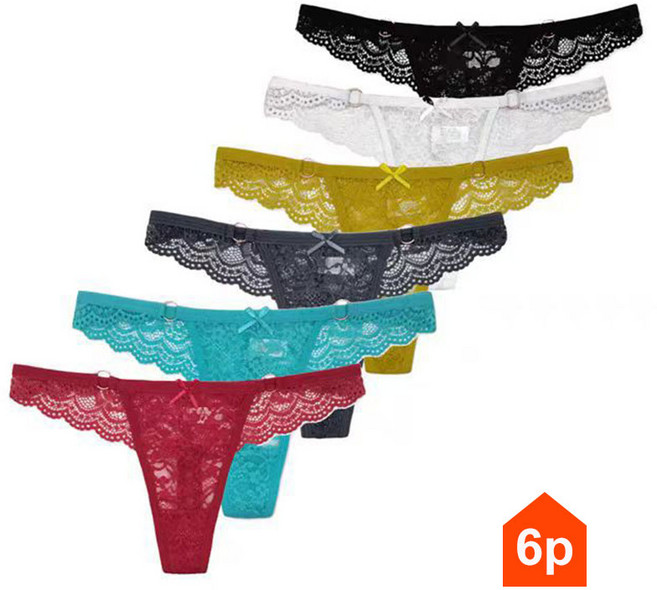 꽃소담 여성 레이스 섹시 티팬티 시스루 망사 끈팬티 6P HXY372