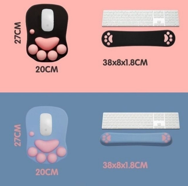 강아지발 마우스패드 손목쿠션 키보드 손목보호대 세트 무료배송!, 키보드손목받침대, 블랙핑크