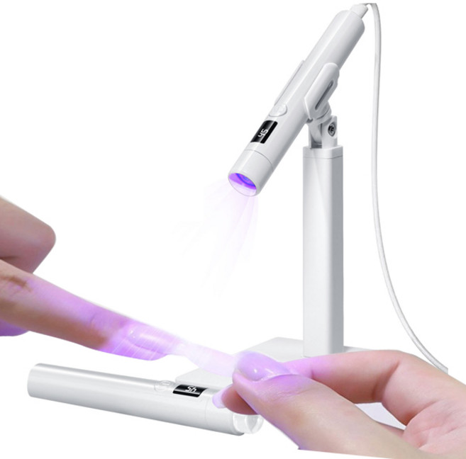 [e세상] 휴대용 LED 충전식 핀큐어 젤 거치대세트1개 화이트색상 set, 1개, 핀큐어램프 거치대 세트