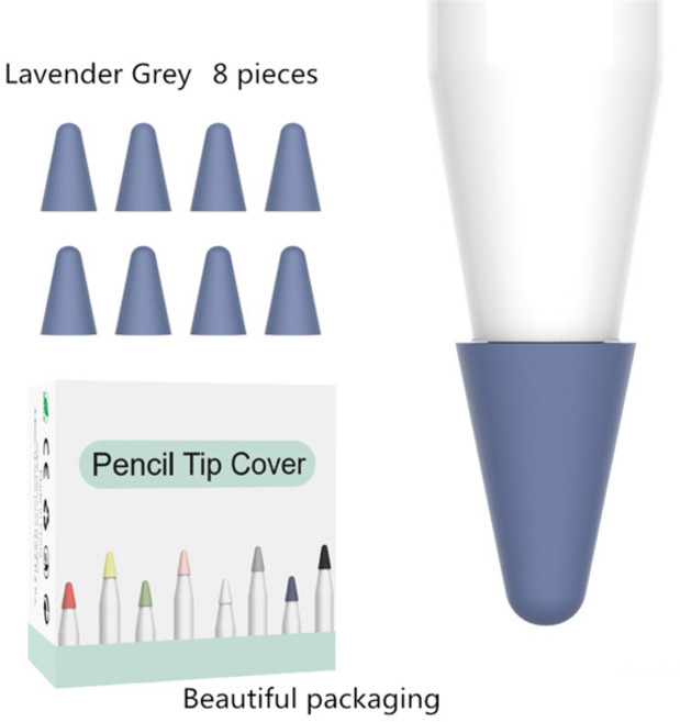 스크린 터치 펜슬 팁 커버 아이패드 호환 1 2 태블릿 스타일러스 펜 펜촉 케이스 소프트 실리콘 보호 쓰기 헤드 도매 8 개, [11] lavender gray