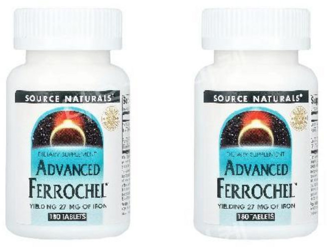 소스내추럴스 페로첼 철분 180정 2개 엽산 아이언 비타민C B12 Ferrochel
