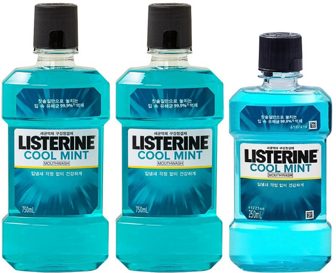 리스테린 쿨민트 구강청결제 750ml 3개 + 250ml 1개