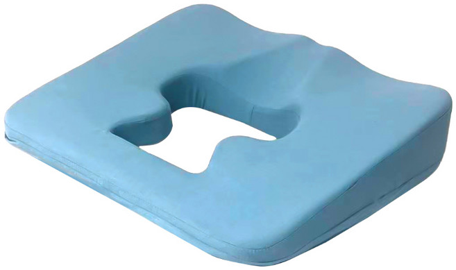 와상환자 노인용 엉덩이 꼬리뼈 욕창 방지 쿠션 환자용 통풍 메모리폼 방석, 스카이블루