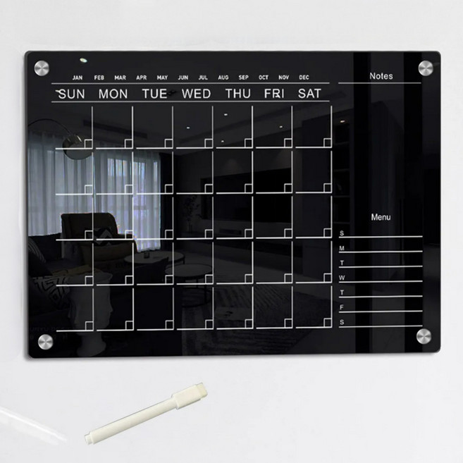 리브썸 자석 아크릴 메모보드 냉장고, 블랙 먼슬리