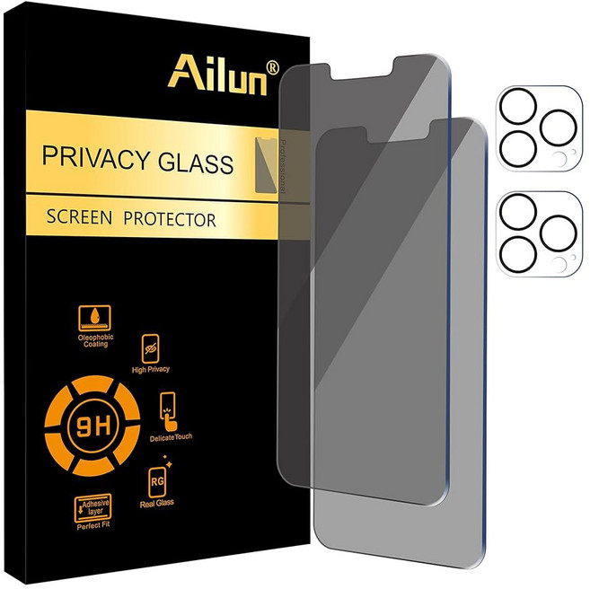 15 Pro Max용 Ailun 3Pack 프라이버시 스크린 프로텍터 [6.7인치]+3Pack 카메라 렌즈 프로텍터(설치 프레임 포함) 다이내믹 아일랜드 호환 스파이 방지 강화