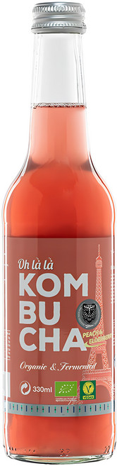 오라라 유기농 콤부차 복숭아 앤 엘더베리, 330ml