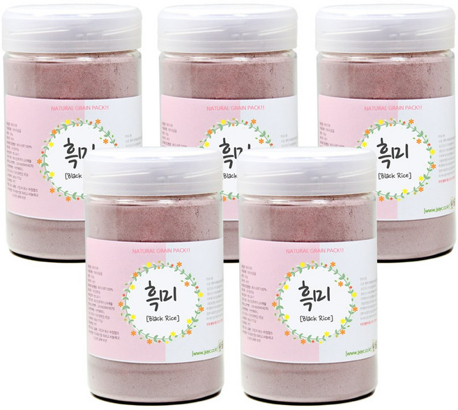 숲으로허브 천연 곡물팩 흑미 가루 통 160g, 5개, 1개입