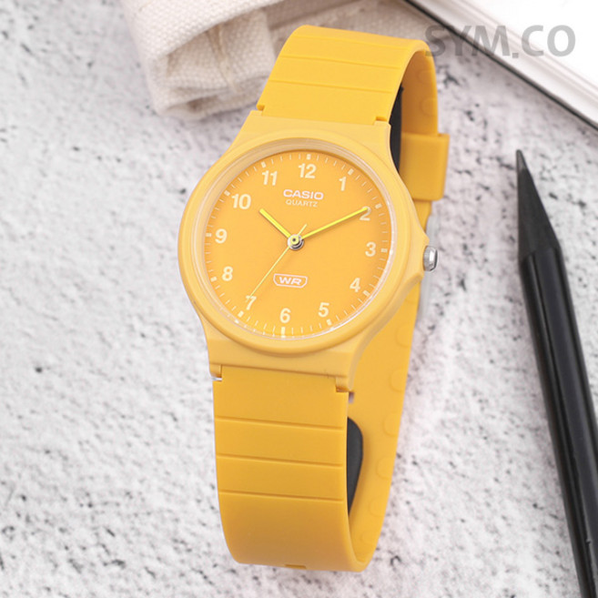카시오 MQ-24B-9B 저소음 아날로그 아날로그 팝 옐로우 수능 수험생 남녀공용 우레탄 시계 b