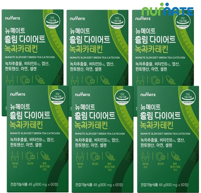 뉴메이트 슬림 다이어트 녹차카테킨, 60정, 6박스 - 쿠팡