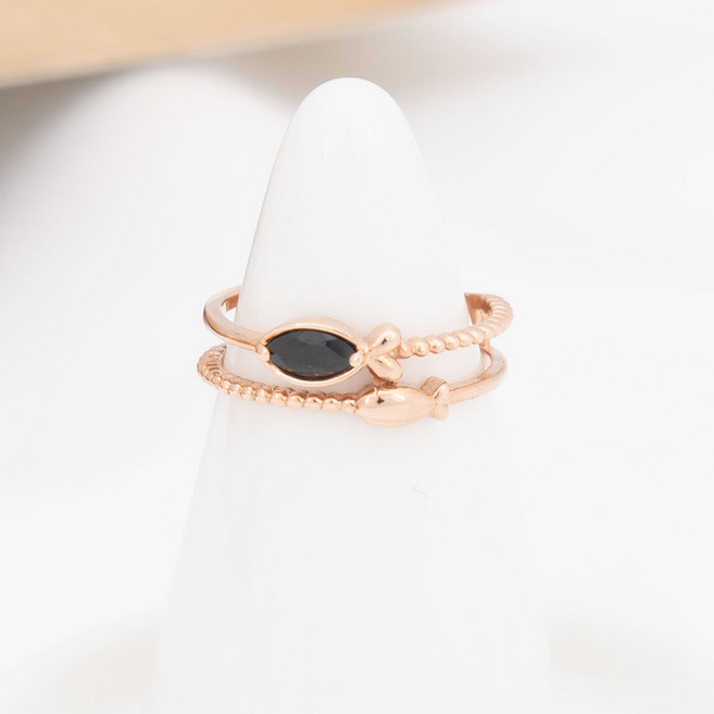 루키스톤 18k 데미라트 물고기 두줄반지 18k반지