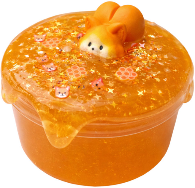말랑코코 슬라임 코기팡팡 찰방찰방 지글리슬라임 클리어, 1개, 250g, 오렌지