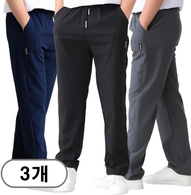 차쿠 2+1 남성 냉감 슬랙스 팬츠 아이스 바지 스판 밴딩 편한 데일리 바지 캐주얼 긴바지 중년 아저씨 아빠 작업바지