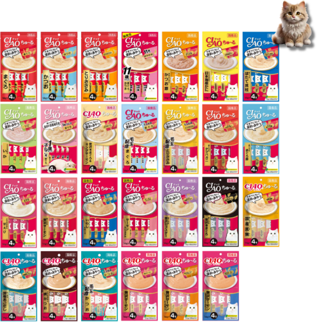 챠오츄르 고양이 프리미엄 짜먹는 간식, 6개, 56g, 가다랑어&가다랑어포(4SC-75KR)