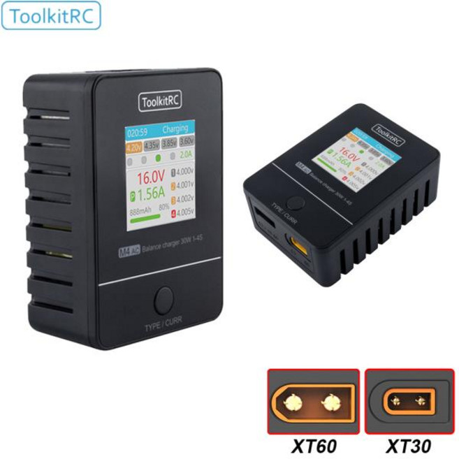 [누리공구]ToolkitRC RC 모델 FPV 레이싱 프리스타일 드론 배터리용 인터페이스 M4AC 30W LiPO LiFE LiHV, 02 EU 플러그, 01 XT60