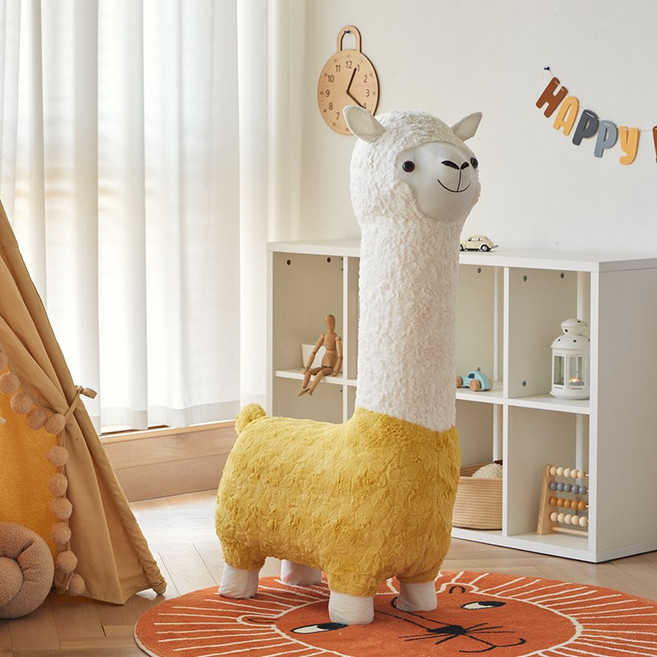알파카 1인용 의자 소파 키즈카페 좌식 돌선물, B.노란 알파카