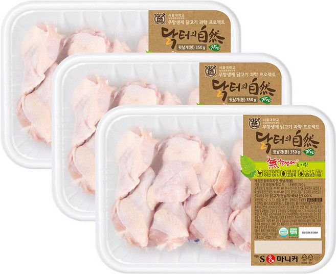 마니커 닭터의자연 국내산 무항생제 냉장 닭봉 윗날개, 3개