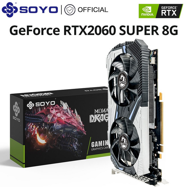 SOYO 월드 프리미어 엔비디아 지포스 RTX 2060 슈퍼 GDDR6 8G 그래픽 카드 256 비트 화이트 비디오 게이밍 카드 완전히 새로운 GPU RGB 카드, RTX2060Super 8G