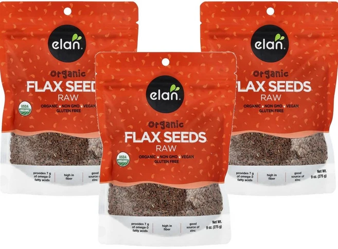 Elan 플랙스 씨드 생 아마씨 275g x3봉 Organic Flax Seeds, 3개 - 쿠팡