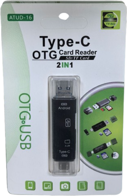Type-C多功能六合一OTG讀卡機 - micro SD TF記憶卡讀卡器 電腦&手機, 黑色, 1個
