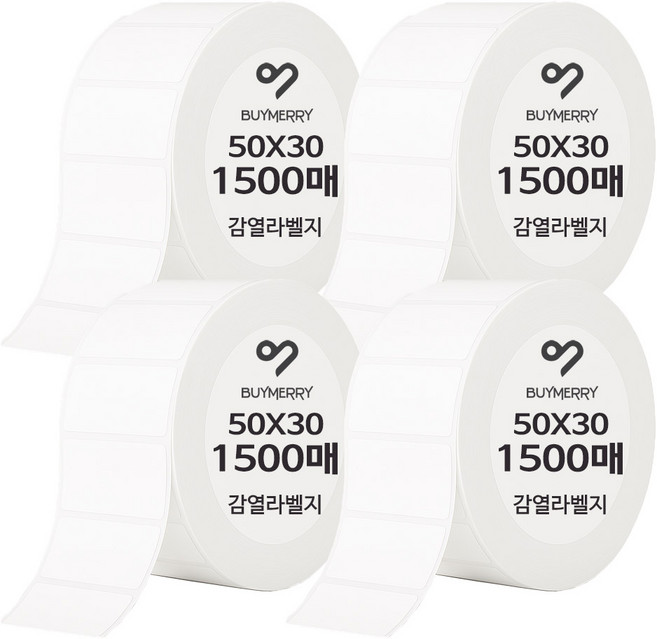 바이메리 감열롤라벨지 30mm~60mm 인쇄잘되고 잘붙는 국산 감열지 라벨지 스티커라벨 라벨프린터용지 라벨용지, 4롤