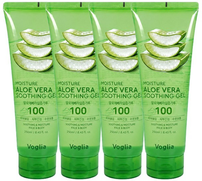 볼리아 모이스처 알로에베라 수딩젤 페이스 바디겸용, 4개, 250ml