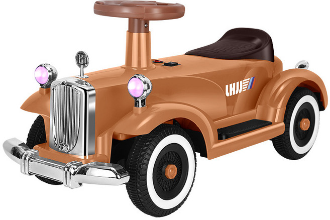 兒童電動汽車, 卡其色(無遙控，自駕款), 1個
