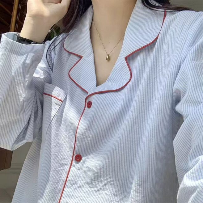 女性夏季短袖蝴蝶結寬鬆睡衣