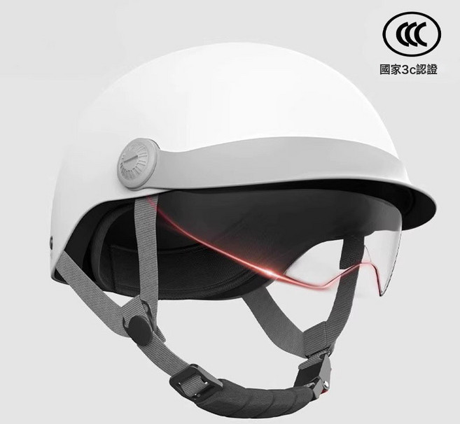 DIU 3C認證電動車頭盔男女士夏季安全帽電瓶摩托四季通用防曬高清半盔, 3C認證-奶油白【帽檐+透明內鏡】
