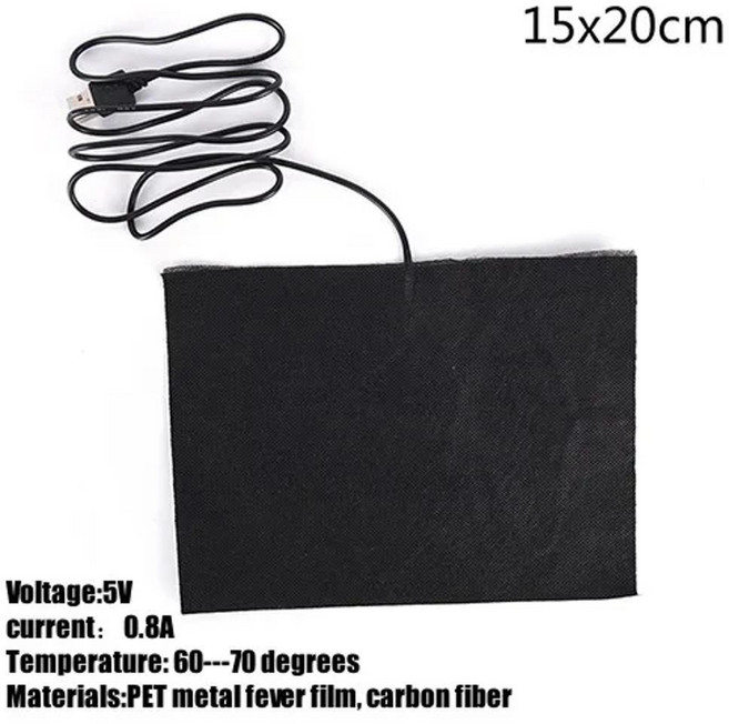 USB 의류 히터 패드 3 기어 온도 조절 가능 전기 난방 시트 난방 온열 패드 조끼 재킷용 1 세트, 12) As Pic Show