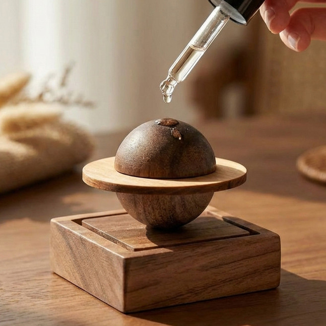 ONDOBIUM 행성 원목 차량용 방향제 감성 디퓨저 인테리어 자동차 소품, 1개, 우드