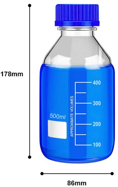 Westtune GL45 갈색 및 투명 유리 시약 병 25ml 1000ml 누출 방지 스크류 캡 내화학성 실험실 ZER, 500ml 2