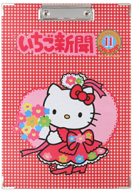 산리오 이치고신문 50주년 헬로키티 A4 클립 보드 체크 레드