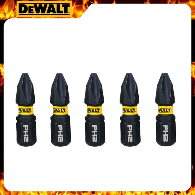 DEWALT PH2 25MM 임팩트 비트 세트 HSS 드라이버 헤드 전기 스크루 드라이버 전기 드릴 미끄럼 방지 블랙, 01 PH2 25MM 5PCS