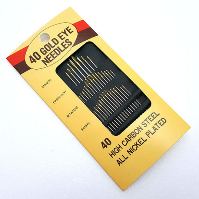 일제 Gold eye needls 골드아이 40p 3~7cm 가정용바늘 수예바늘 이불바늘 손바늘, 1세트