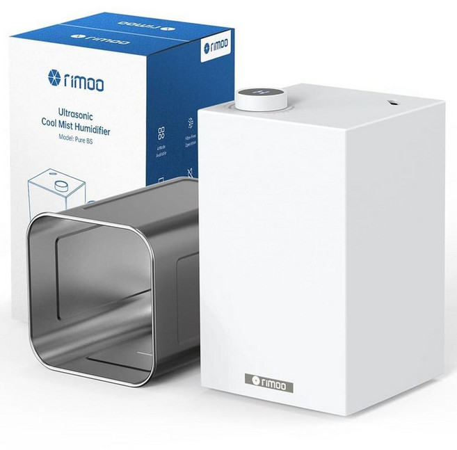 RIMOO 스테인리스 스틸 가습기 쿨 미스트 3개의 부품만 포함 청소하기 쉬움 1-9H 타이머가 있는 탑 필 30dB 저소음 기능 필터 없음 침실 대형 아기 방 사무, 2.5L